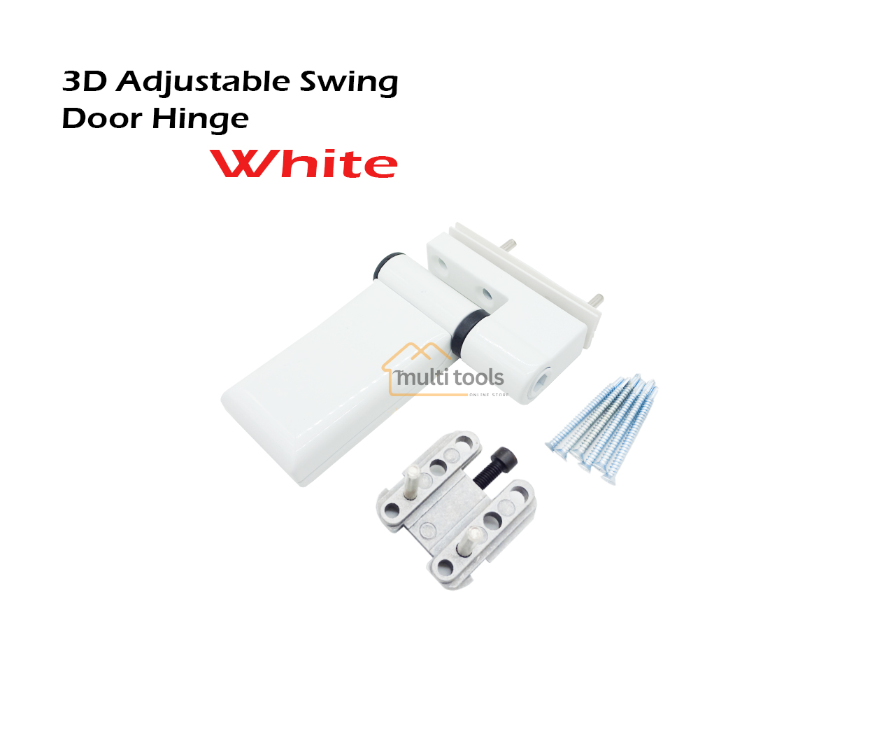 3D Adjustable Swing Door Hinge White